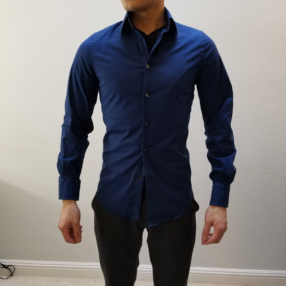blue collar shirt mens